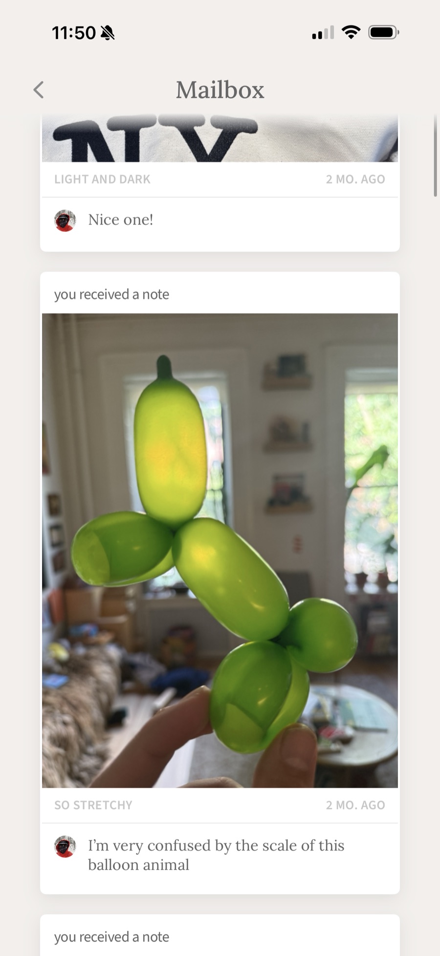 The mailbox: notes and activity